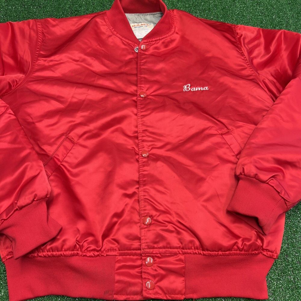 Vtg.‎ GAME Sportswear Red Satin Jacket Bama Alabama Embroidered Size Large